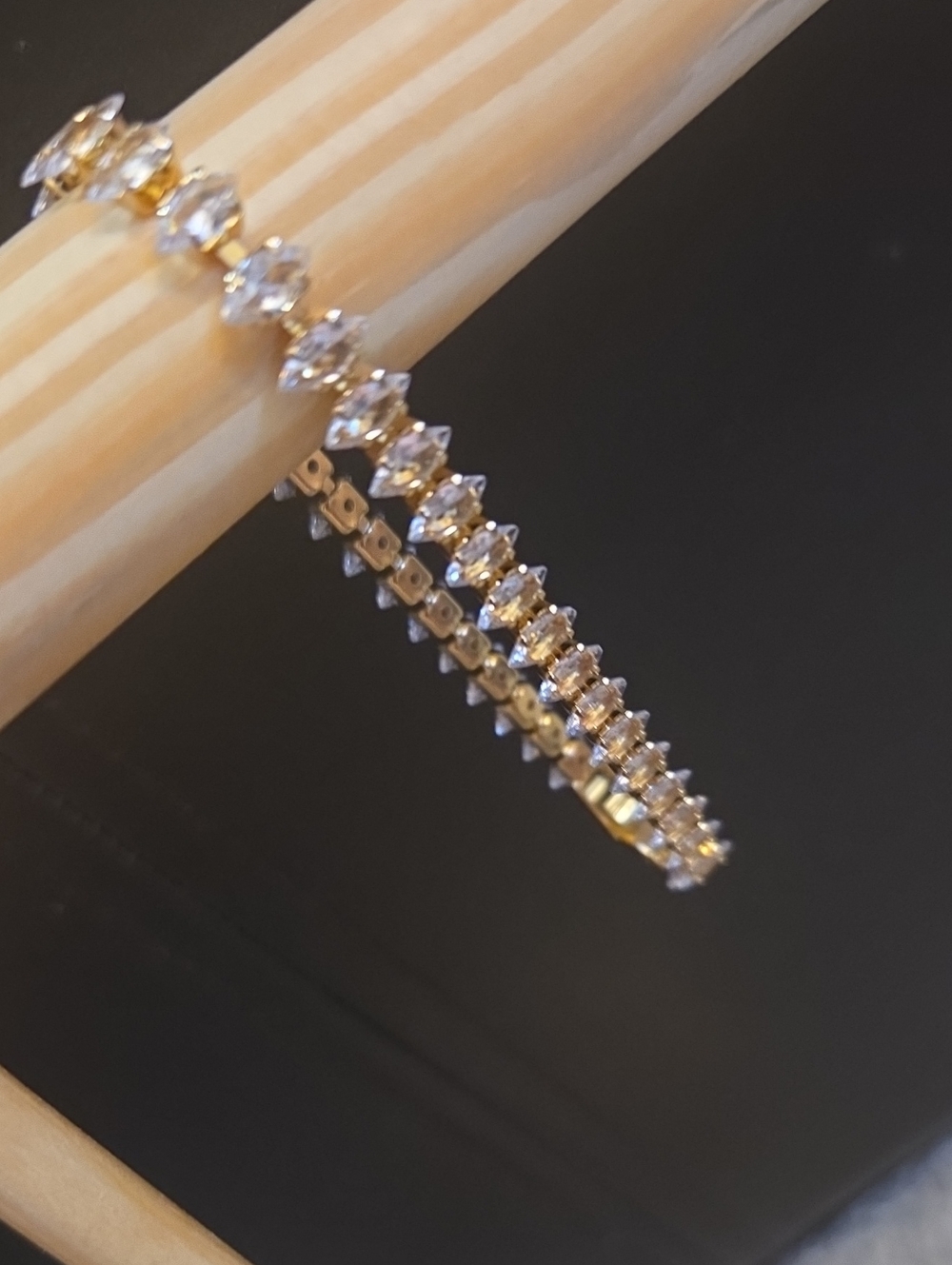 Gold Crystal Tennis Bracelet - Women's Jewelry - Picture 1 of 6